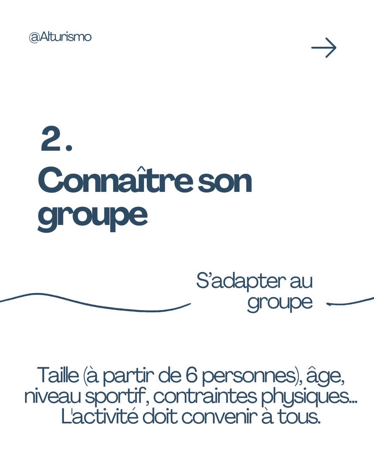 Étape 2, connaître son groupe : taille (à partir de 6 personnes), âge, niveau sportif, contraintes physiques… L'activité doit convenir à tous.