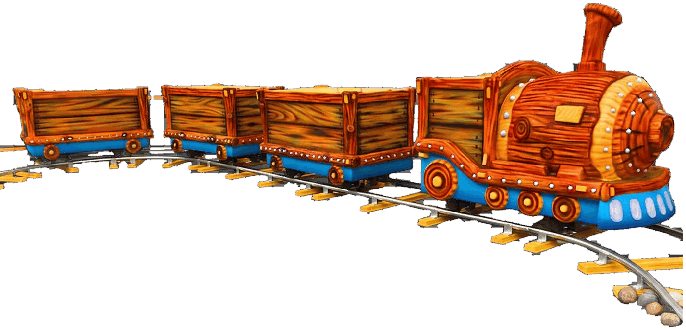 Petit train enchanté : locomotive et wagons en bois sur rails